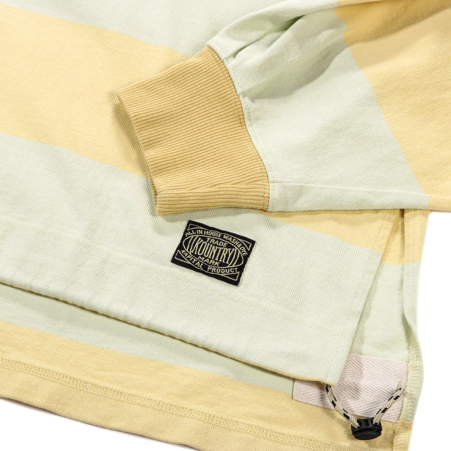 KAPITAL JAIL STRIPE JERSEY BIG RUGGER SHIRT YELLOW X GREEN