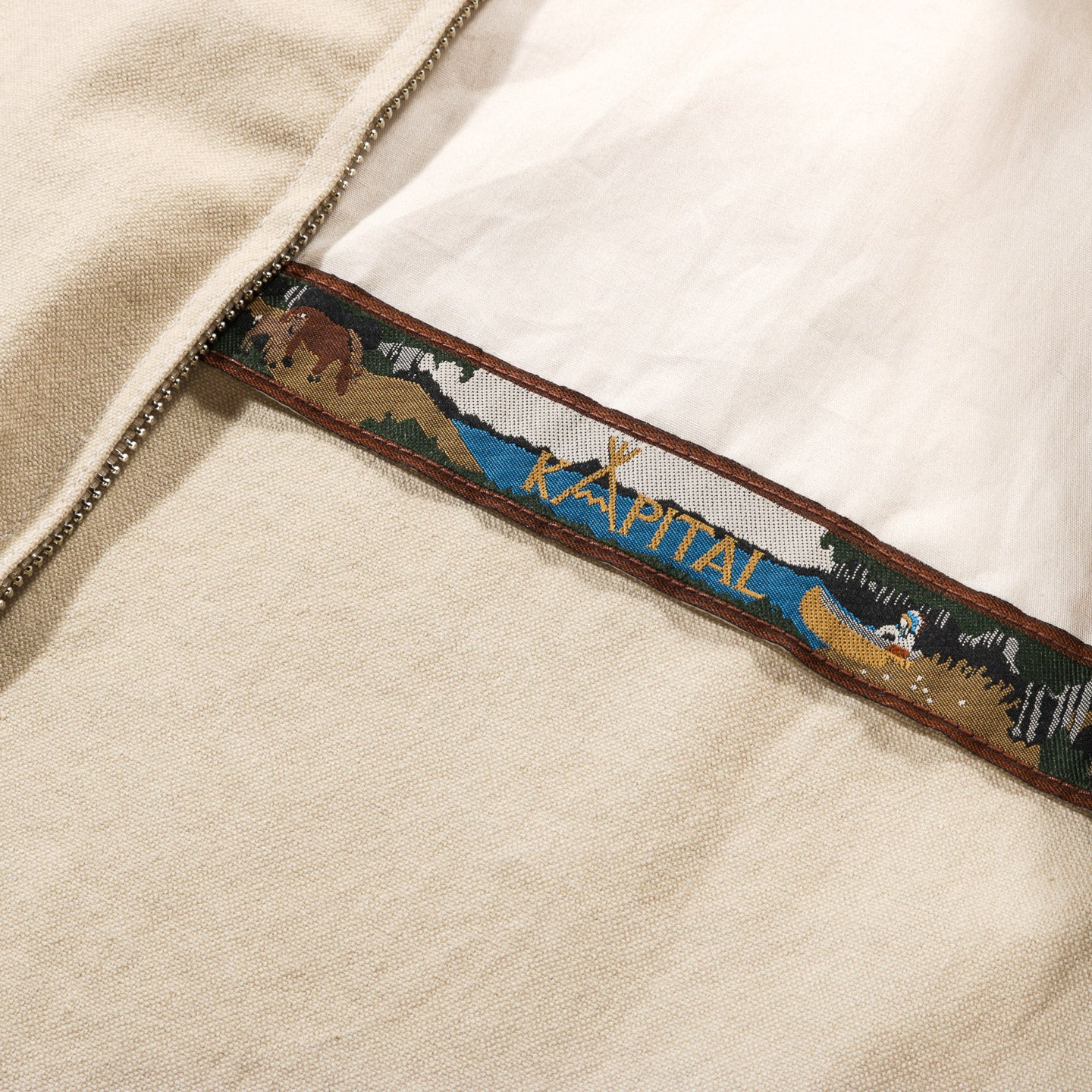 KAPITAL WR CANVAS ZIP-UP KAYAK PAW-PAW BLOUSON BEIGE