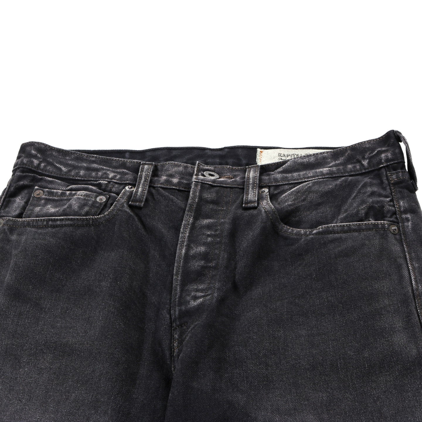 KAPITAL 14OZ BLACK X BLACK DENIM 5P MONKEY CISCO PRO