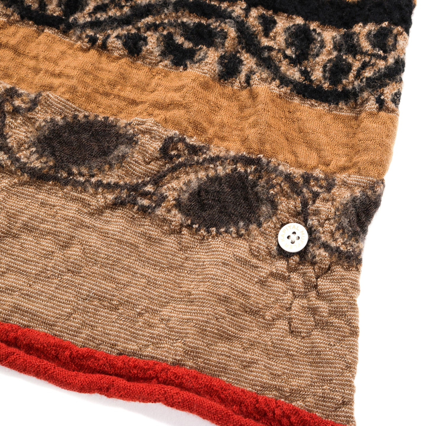 KAPITAL COMPRSSED WOOL SCARF COPTIC SKULL BEIGE