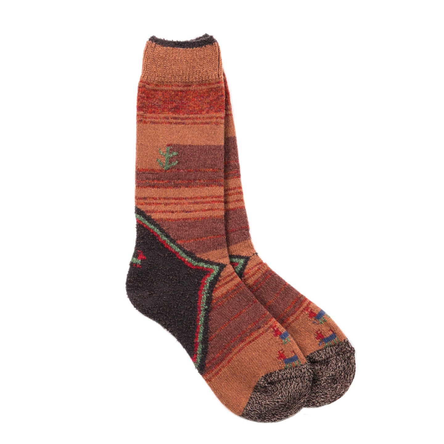 KAPITAL 96 YARNS WOOL GABBEH HEEL SOCKS BROWN