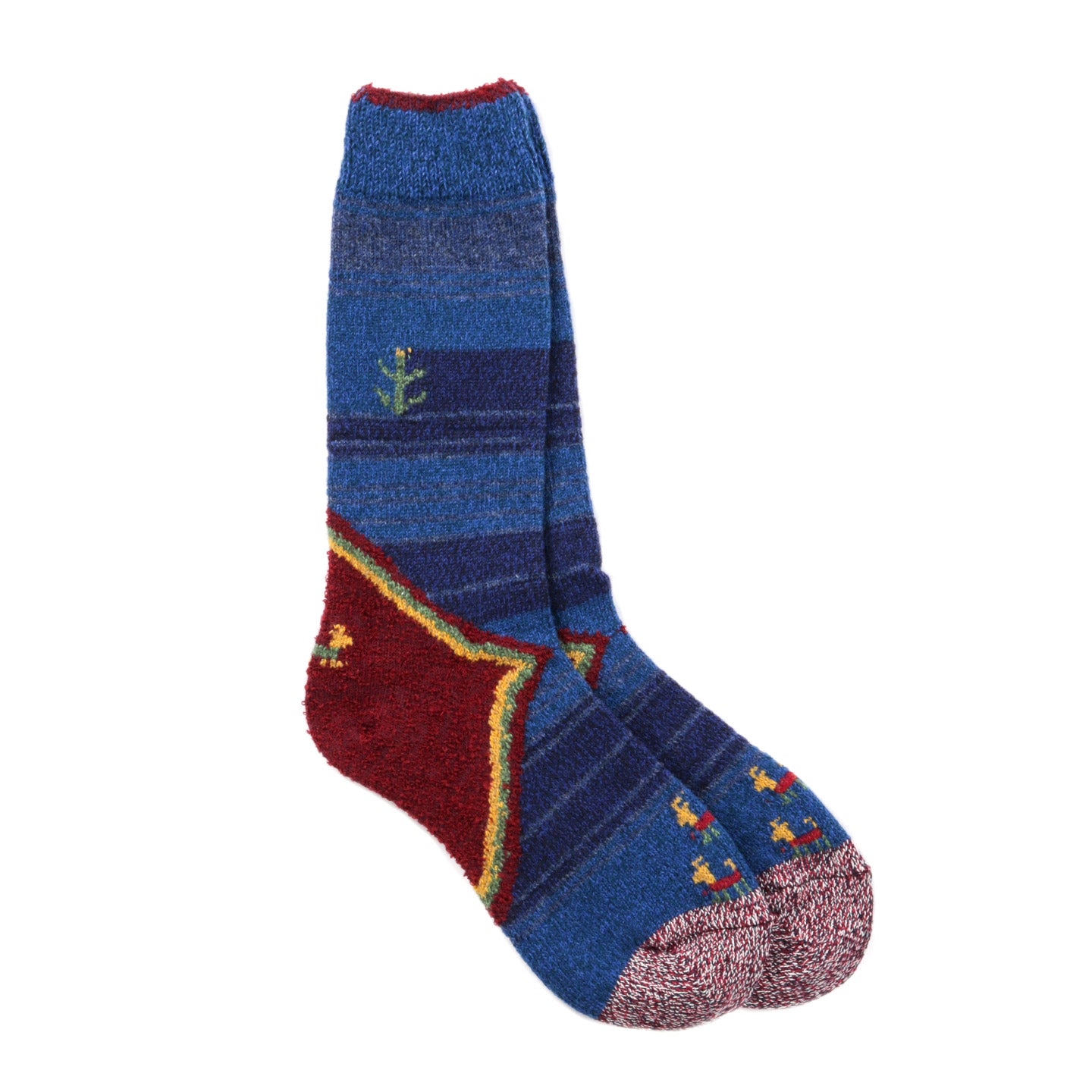 KAPITAL 96 YARNS WOOL GABBEH HEEL SOCKS BLUE