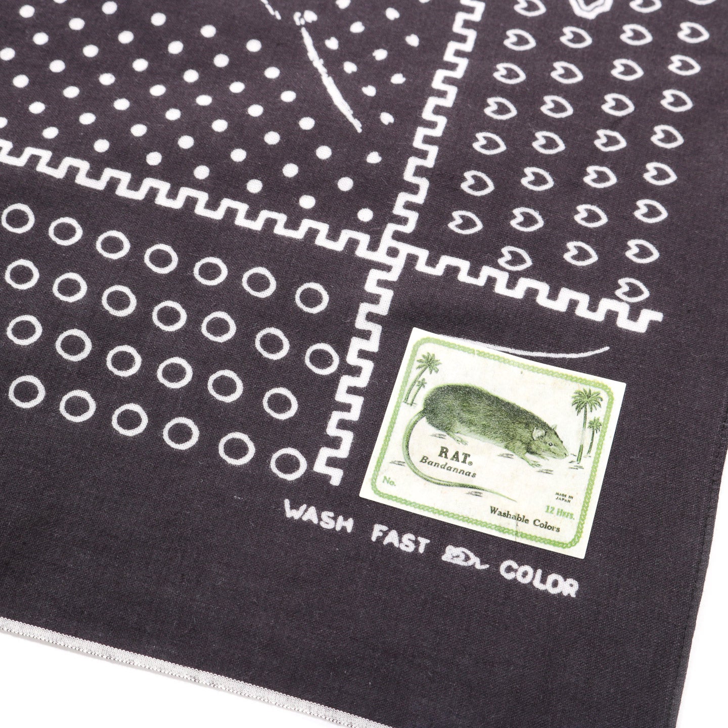 KAPITAL FASTCOLOR SELVEDGE BANDANA MIRRORED FUJI PROFILE RAINBOWY BLACK