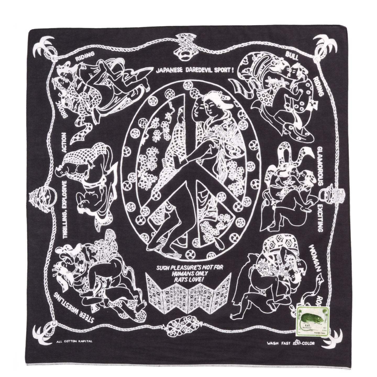 KAPITAL FASTCOLOR SELVEDGE BANDANA YOBAI BLACK