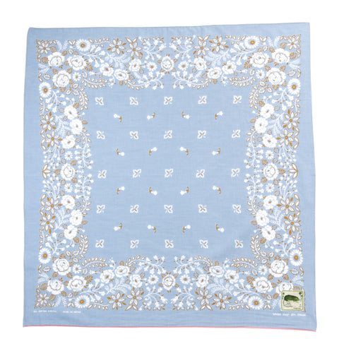 KAPITAL FASTCOLOR SELVEDGE BANDANA CHURCHILL GARDEN 30X30 SAX