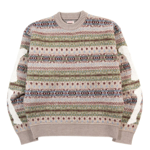 KAPITAL 7G WOOL FAIR ISLE BONE CREW SWEATER SAX