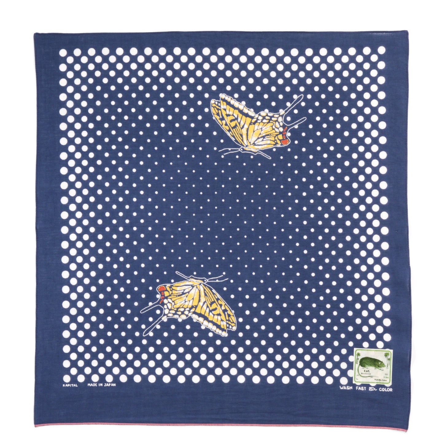 KAPITAL FASTCOLOR SELVEDGE BANDANA COCO SWALLOWTAIL NAVY