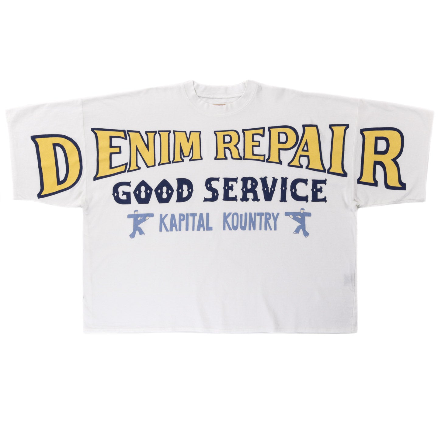 KAPITAL JERSEY HUGE-T DENIM REPAIR WHITE