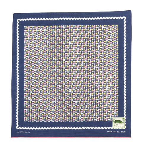 KAPITAL FASTCOLOR SELVEDGE BANDANA SKULL & FLOWER NAVY