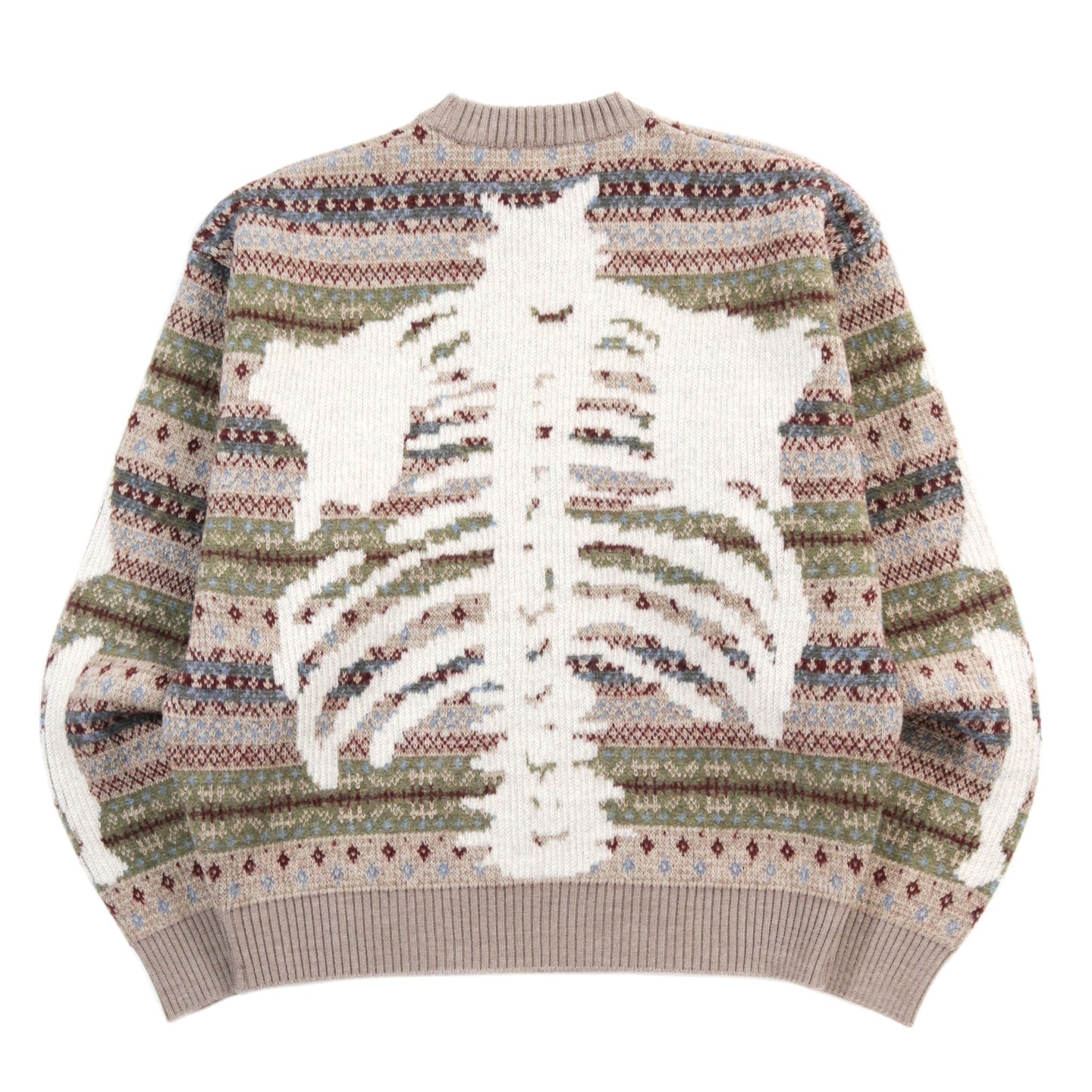 KAPITAL 7G WOOL FAIR ISLE BONE CREW SWEATER SAX