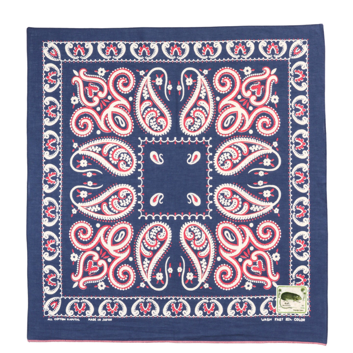 KAPITAL FASTCOLOR SELVEDGE BANDANA SAMBO PAISELY NAVY