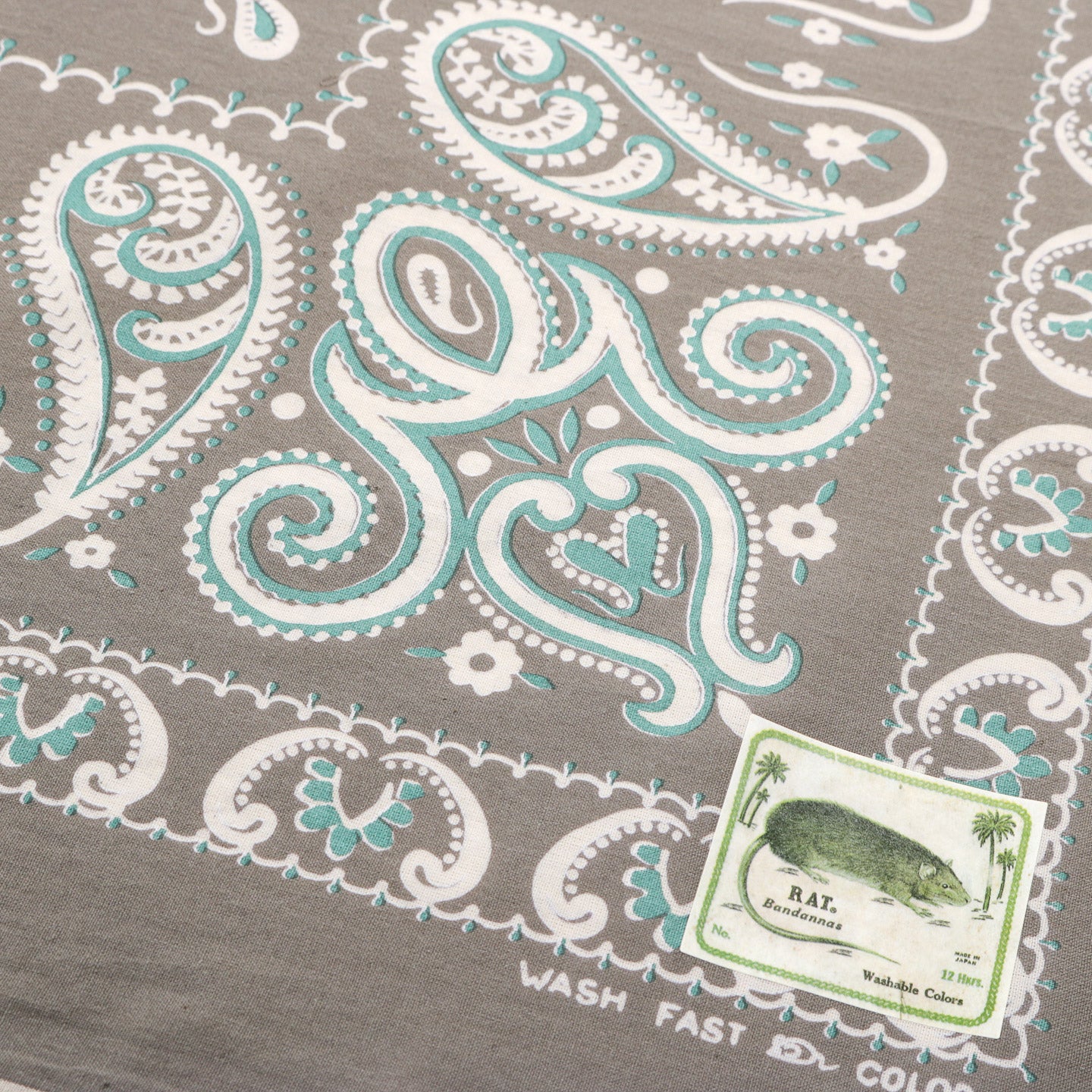 KAPITAL FASTCOLOR SELVEDGE BANDANA SAMBO PAISELY KHAKI