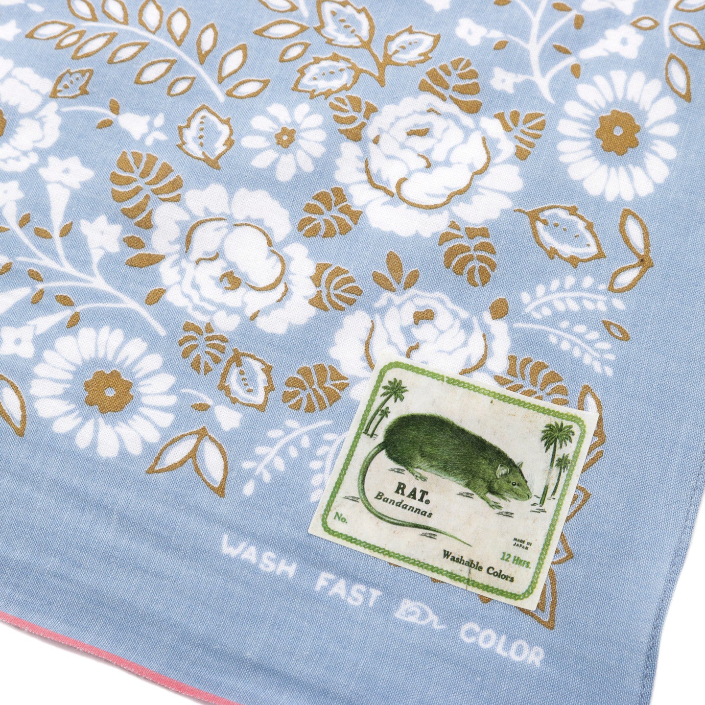 KAPITAL FASTCOLOR SELVEDGE BANDANA CHURCHILL GARDEN 30X30 SAX