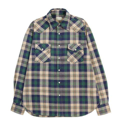 KAPITAL COLUMBIA CHECK HUSKY WESTERN SHIRT GREEN