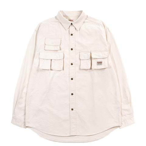 KAPITAL CHINO NUGGET-POCKET FISH SHIRT ECRU