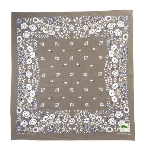 KAPITAL FASTCOLOR SELVEDGE BANDANA CHURCHILL GARDEN 30X30 KHAKI