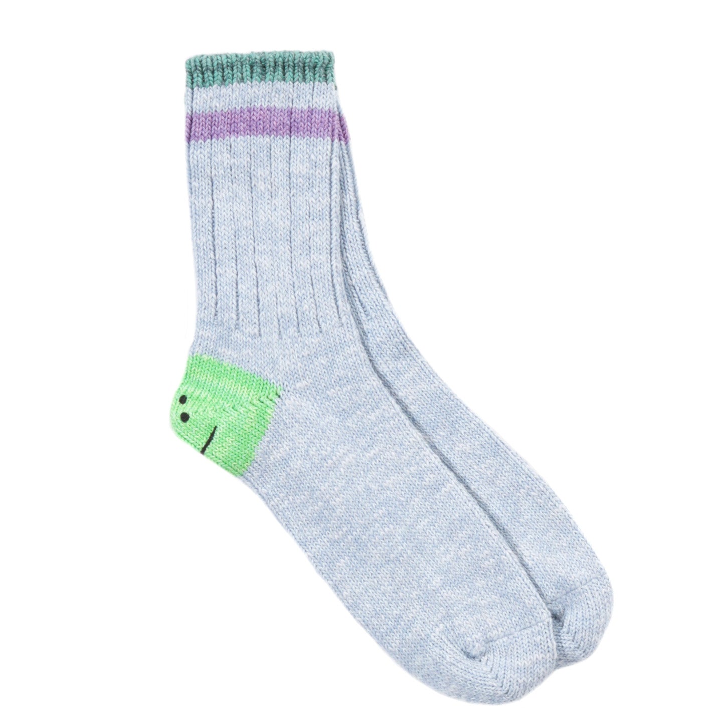KAPITAL 60 YARNS IVY RAINBOWY HAPPY HEEL-HOLD SOCKS SAX X GREEN
