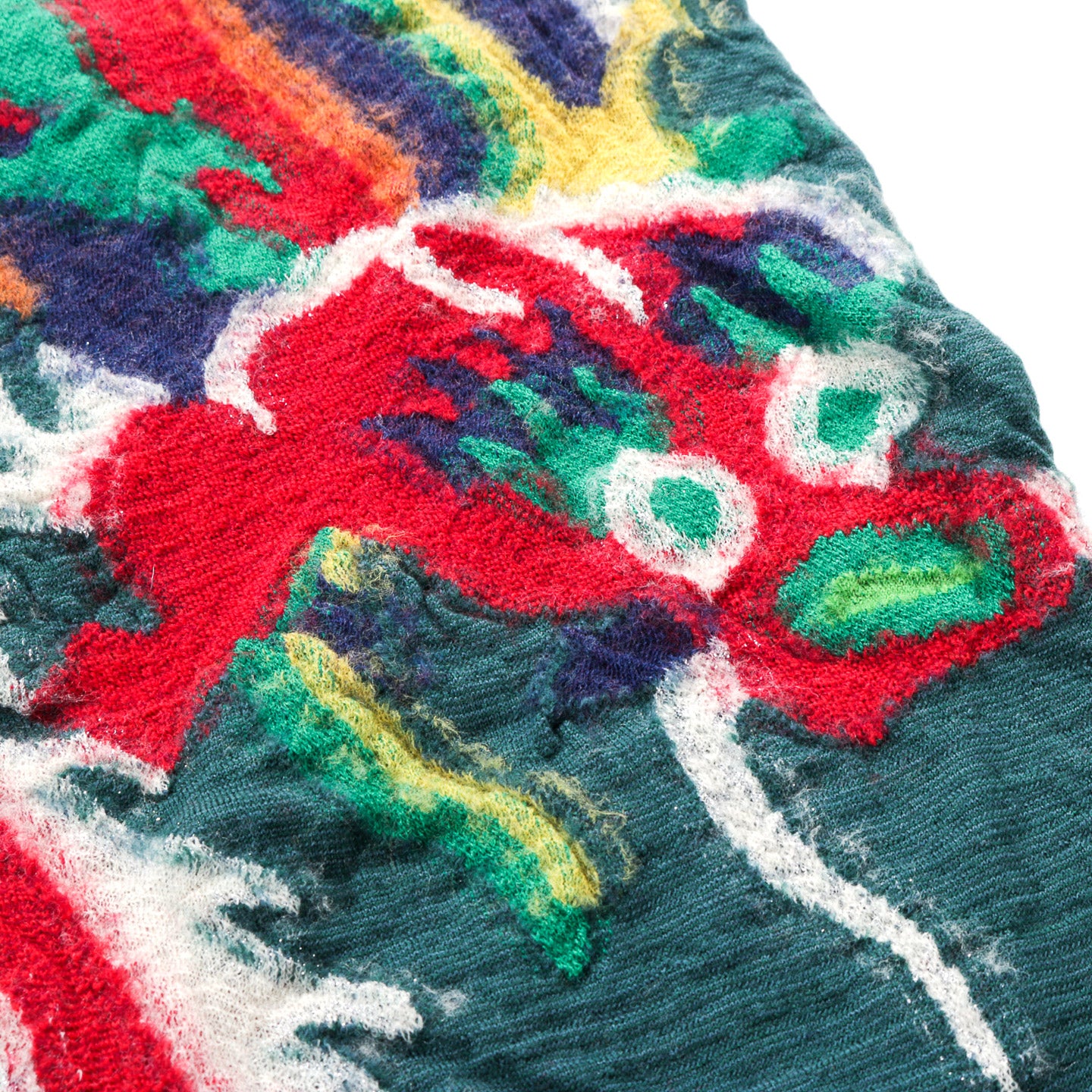 KAPITAL COMPRESSED WOOL HAPPY SCARF DRAGON DANCE TURQUOISE