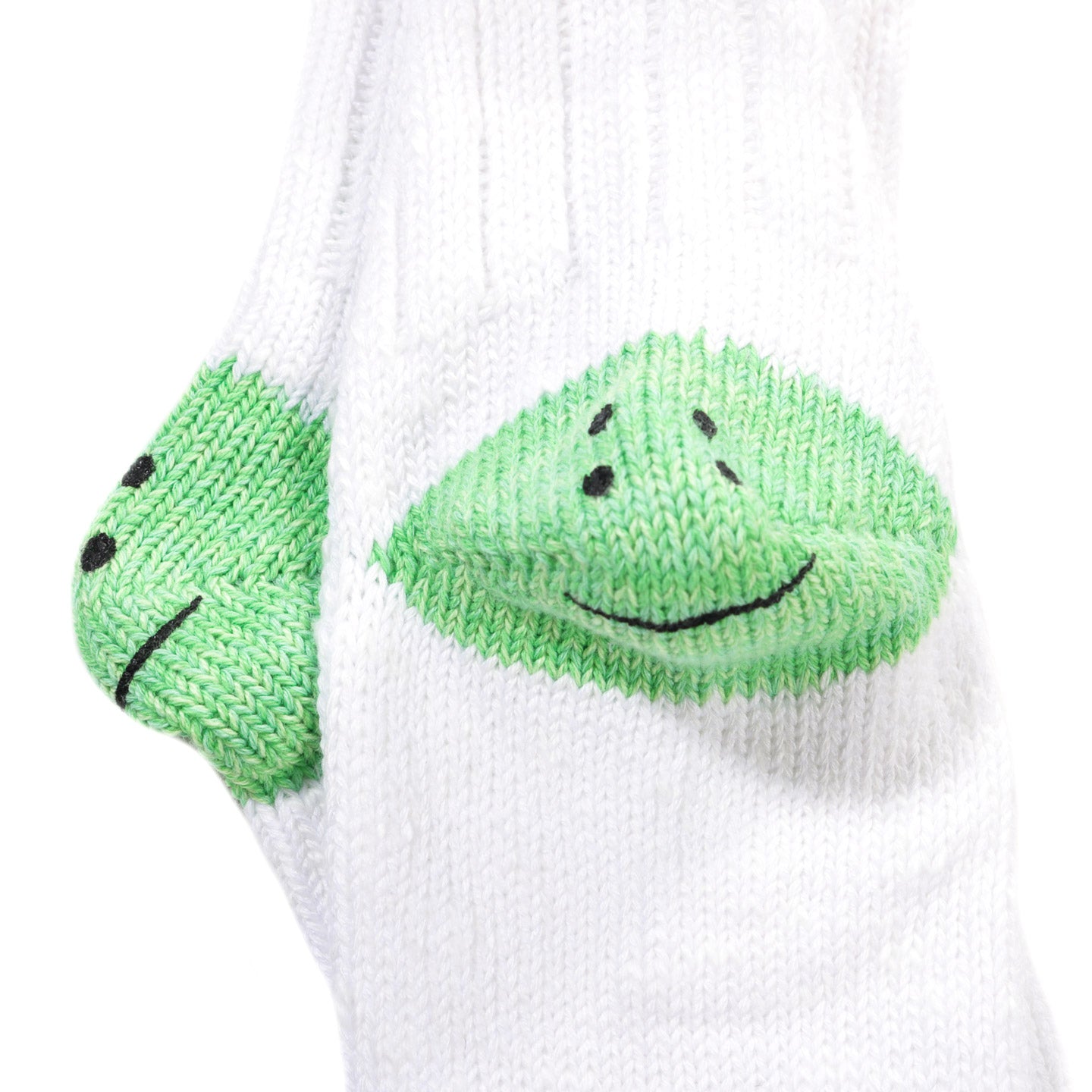 KAPITAL 60 YARNS IVY RAINBOWY HAPPY HEEL-HOLD SOCKS WHITE X GREEN