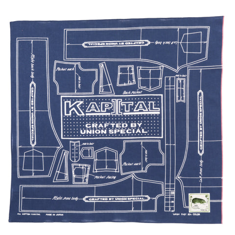 KAPITAL FASTCOLOR SELVEDGE BANDANA BARBIE PATTERN NAVY