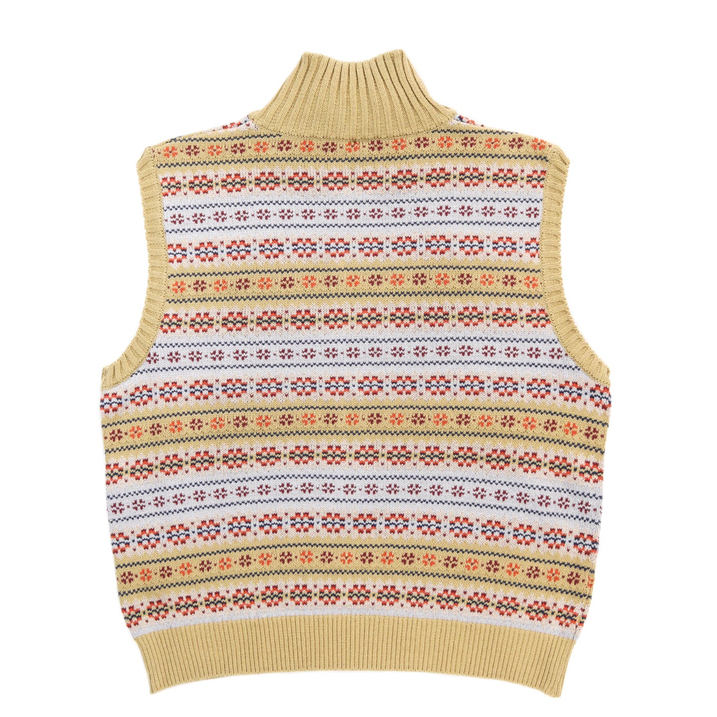 KAPITAL 5G FAIR ISLE HALF ZIP VEST LIGHT GREEN
