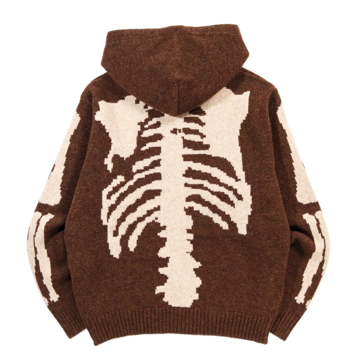 KAPITAL 5G WOOL BONE HOOD SWEATER BROWN