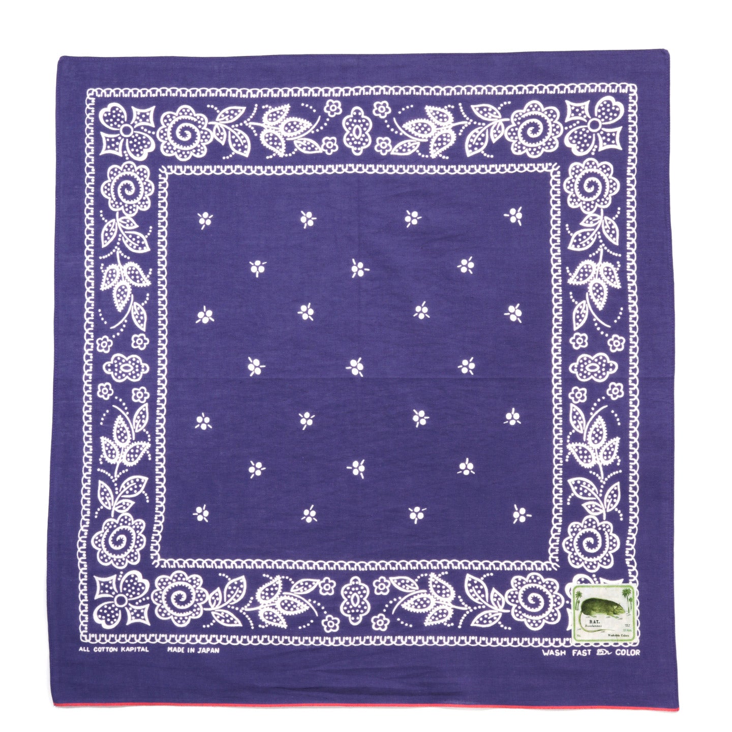 KAPITAL FASTCOLOR SELVEDGE BANDANA ESCARGOT FLOWER PURPLE