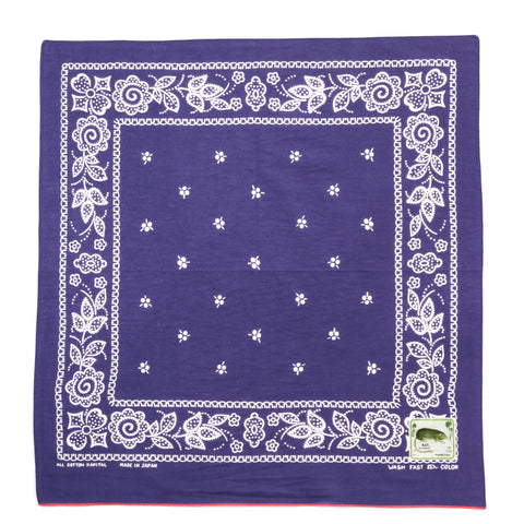 KAPITAL FASTCOLOR SELVEDGE BANDANA ESCARGOT FLOWER PURPLE