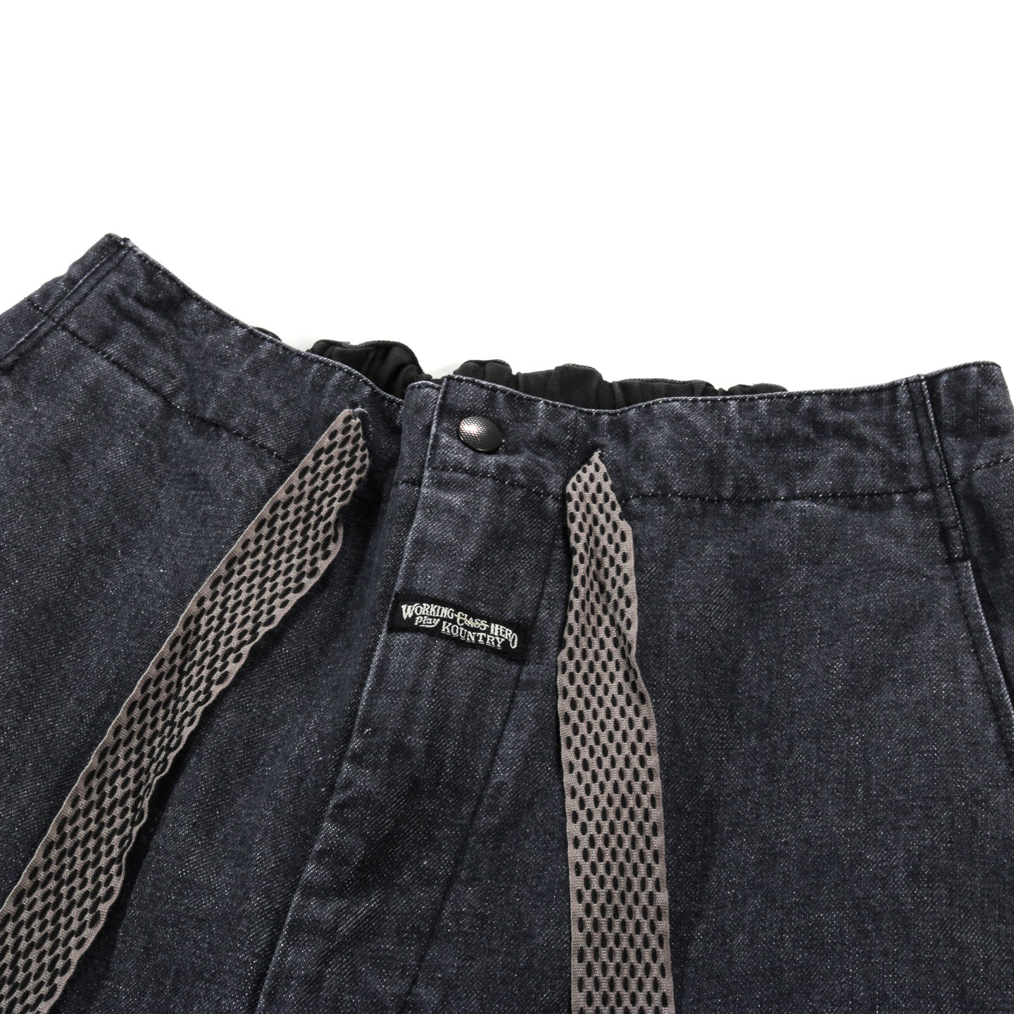 KAPITAL 14OZ BLACK DENIM NOUVELLE SHUTTLE PANTS