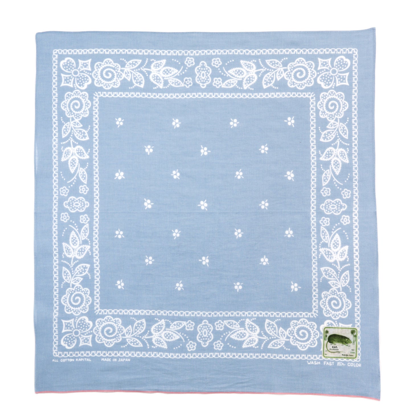KAPITAL FASTCOLOR SELVEDGE BANDANA ESCARGOT FLOWER SAX