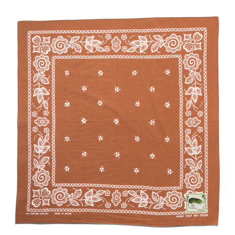 KAPITAL FASTCOLOR SELVEDGE BANDANA ESCARGOT FLOWER BROWN