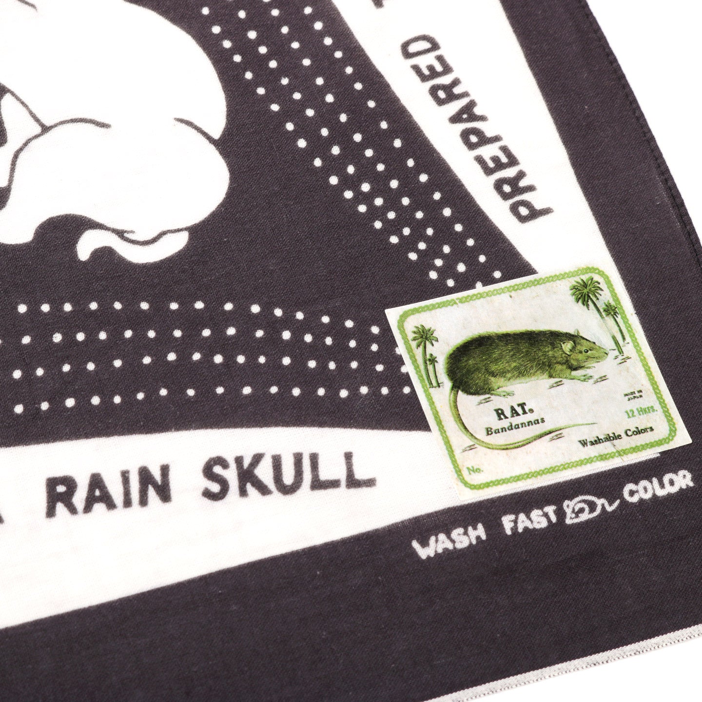 KAPITAL FASTCOLOR SELVEDGE BANDANA RAINSKULL NO WOMAN NO CRY BLACK