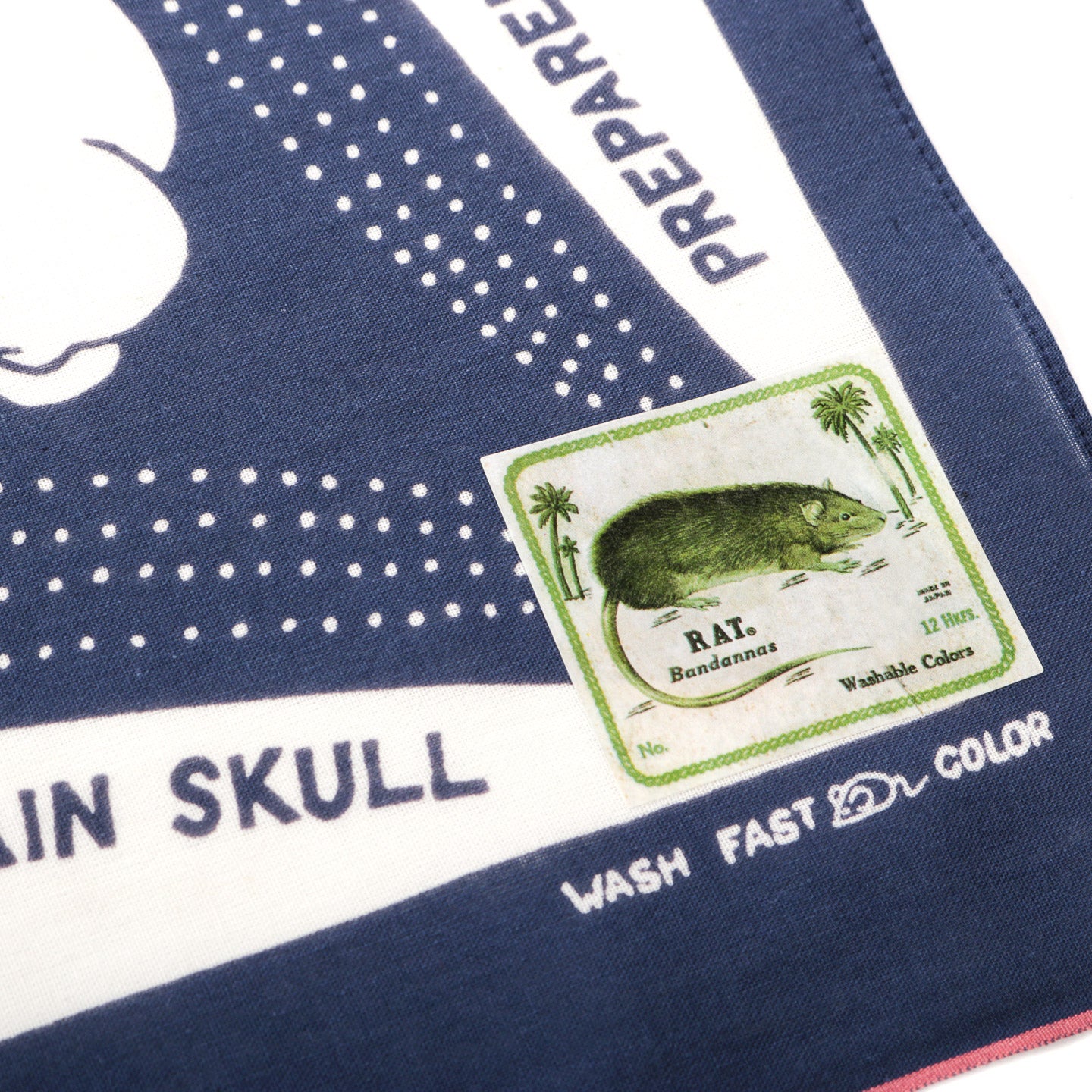 KAPITAL FASTCOLOR SELVEDGE BANDANA RAINSKULL NO WOMAN NO CRY NAVY