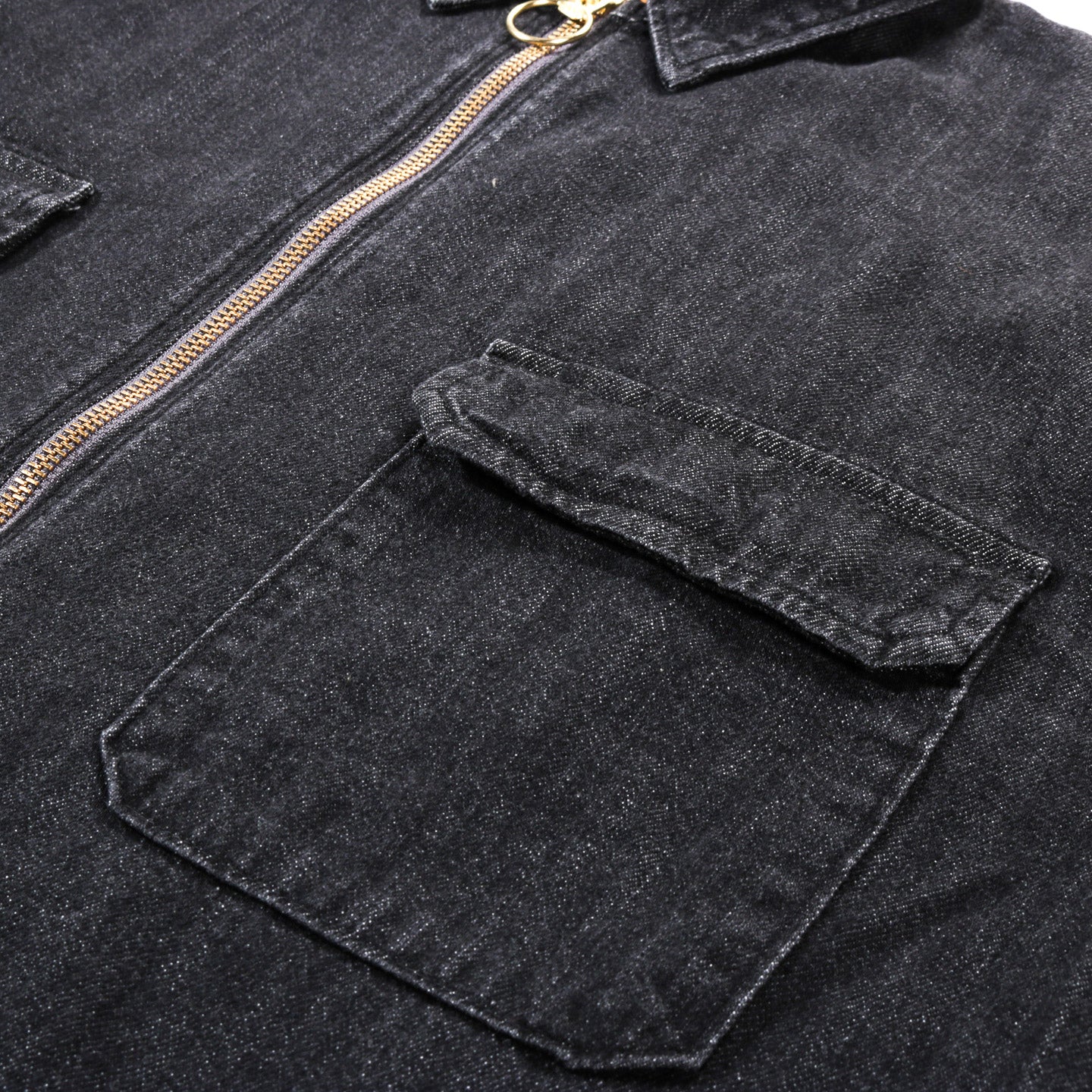 KAPITAL 8OZ DENIM DRIZZLER WORK SHIRT BLACK X ECRU