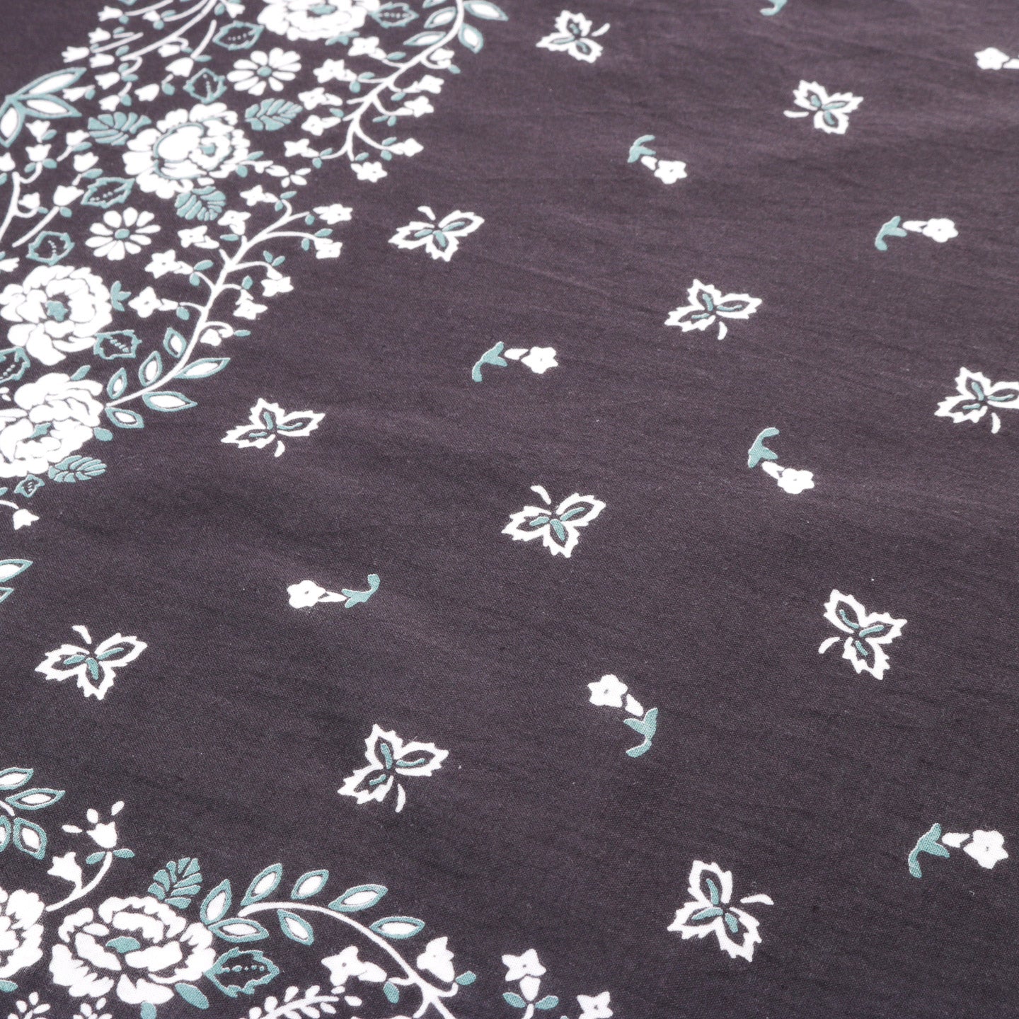 KAPITAL FASTCOLOR SELVEDGE BANDANA CHURCHILL GARDEN 30X30 BLACK