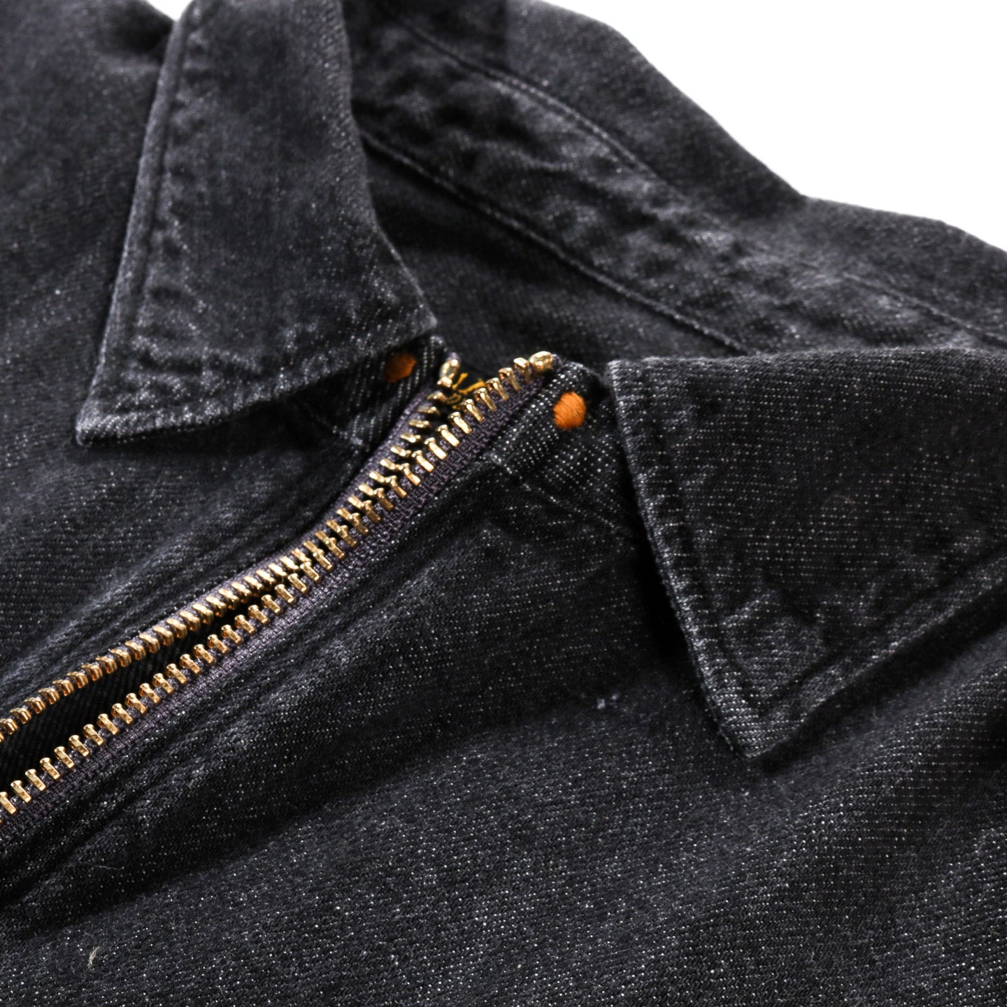 KAPITAL 8OZ DENIM DRIZZLER WORK SHIRT BLACK X ECRU