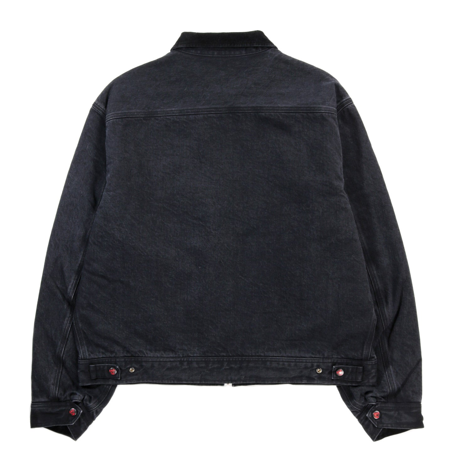 KAPITAL 14OZ DENIM BONE LINING REVERSIBLE ZIP-UP WORK JACKET BLACK X BLACK