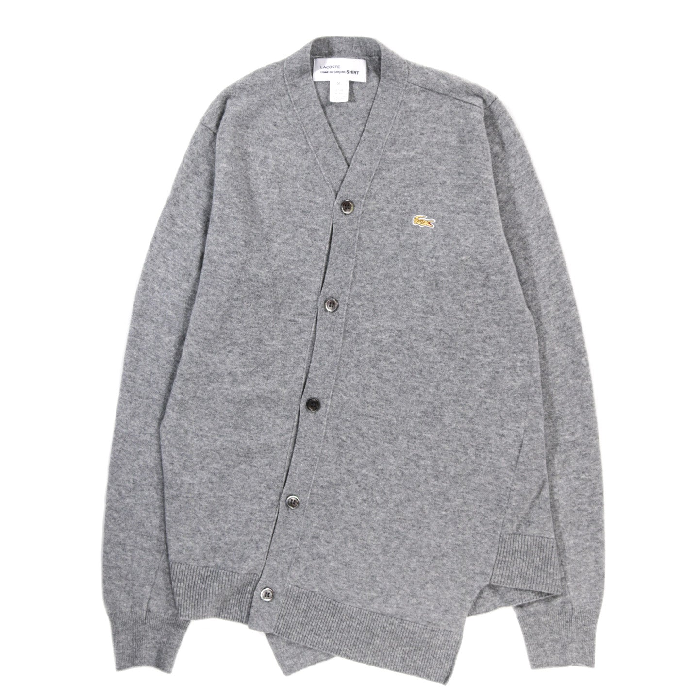 COMME DES GARCONS SHIRT N005 LACOSTE TWISTED CARDIGAN GREY