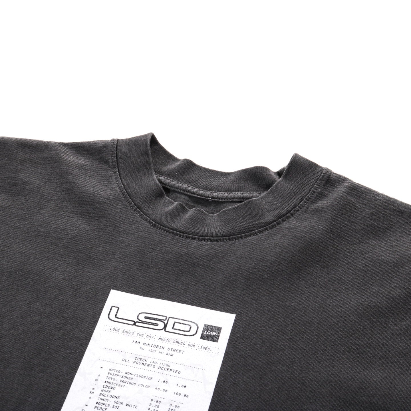 LQQK STUDIO PARTY RECEIPT TEE WASHED BLACK