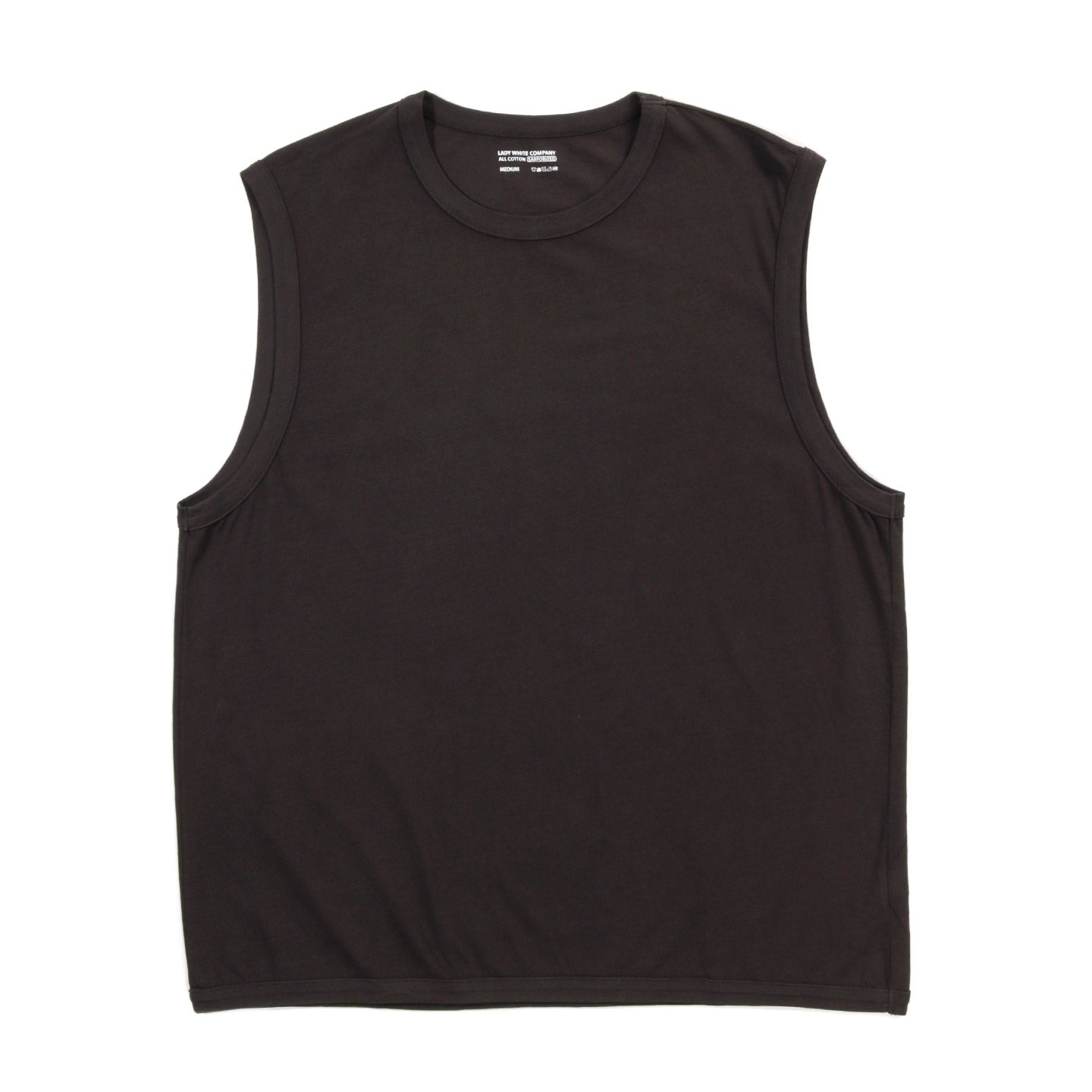 LADY WHITE CO. SLEEVELESS T-SHIRT TIRE BLACK