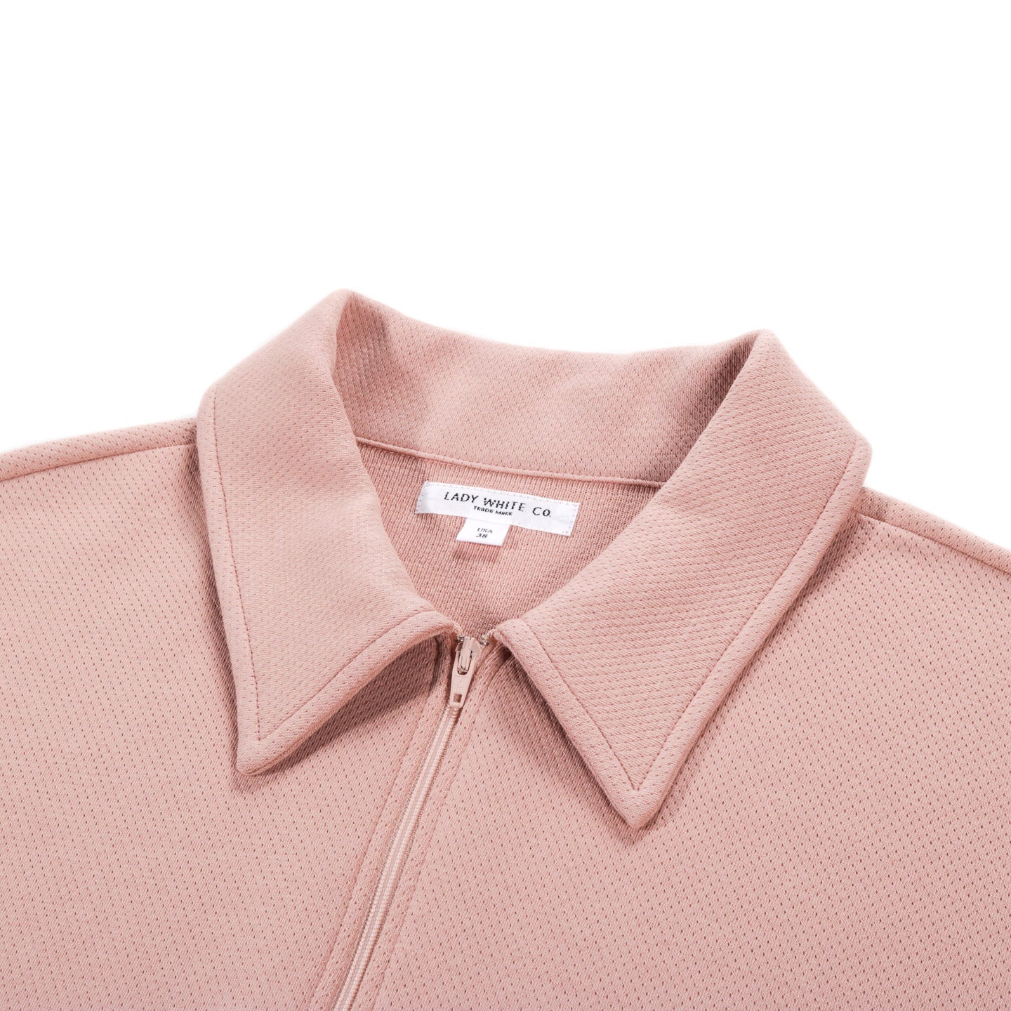 LADY WHITE CO. HALF ZIP POLO PINK GLASS