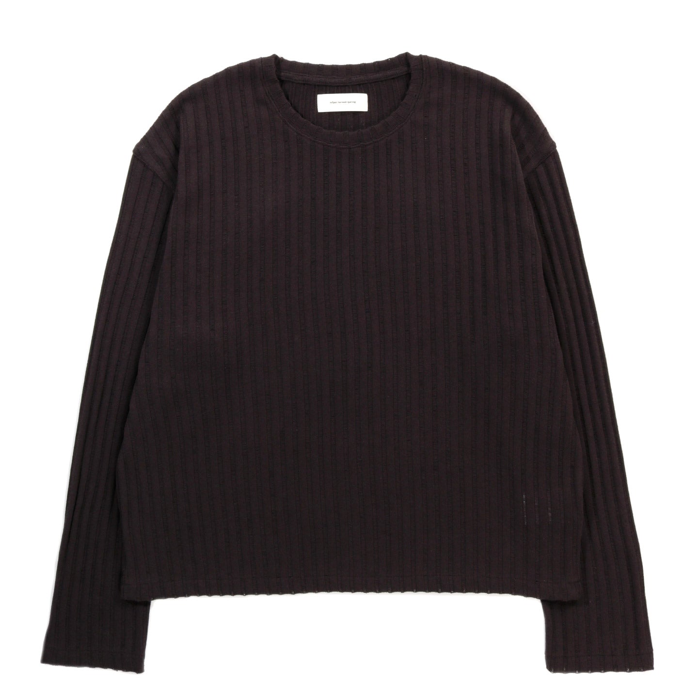 MFPEN ROUND NECK SWEATER DARK BROWN AJOUR STRIPE