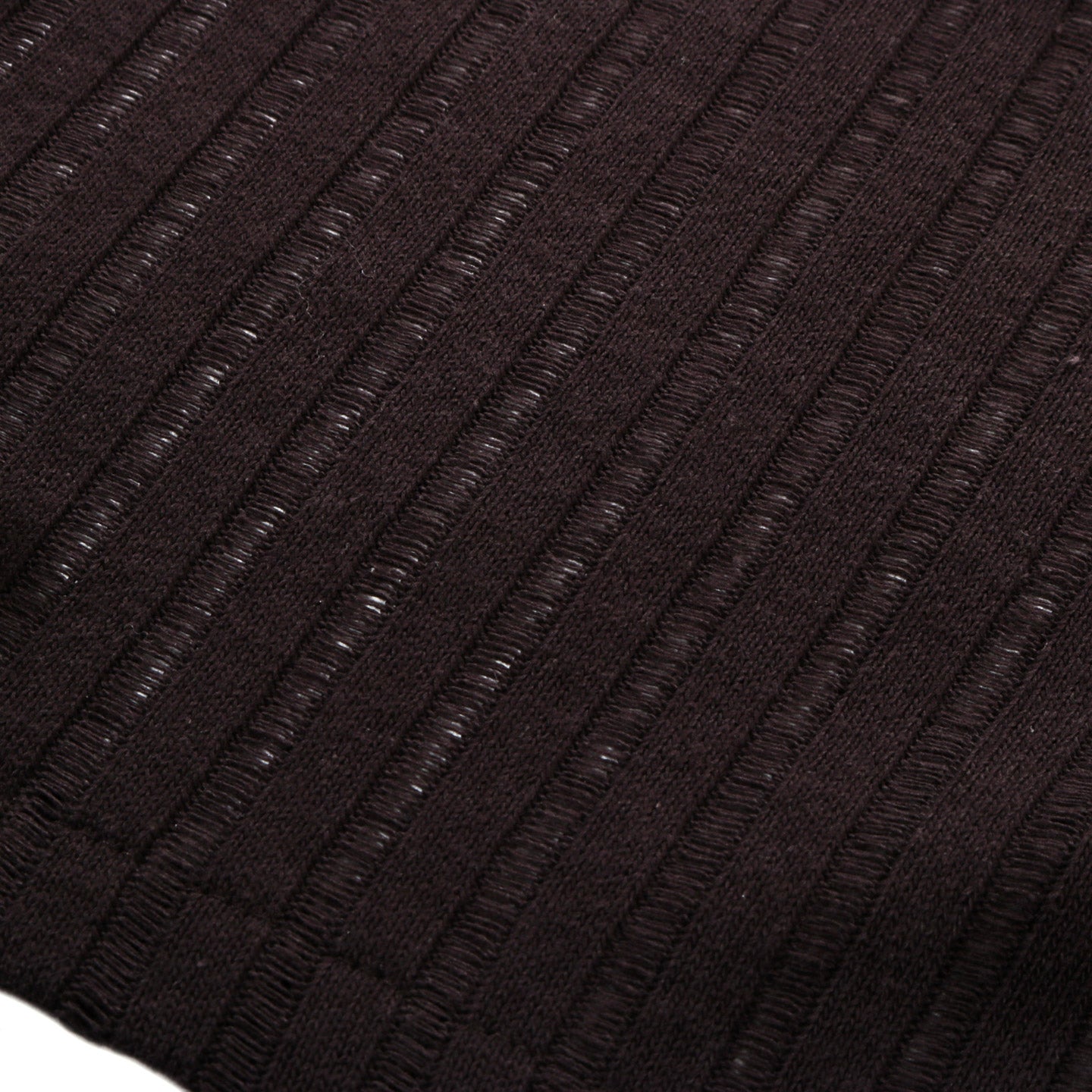 MFPEN ROUND NECK SWEATER DARK BROWN AJOUR STRIPE