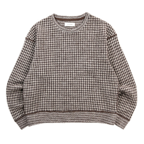 MFPEN FUZZY PULLOVER BROWN HOUNDSTOOTH CHECK