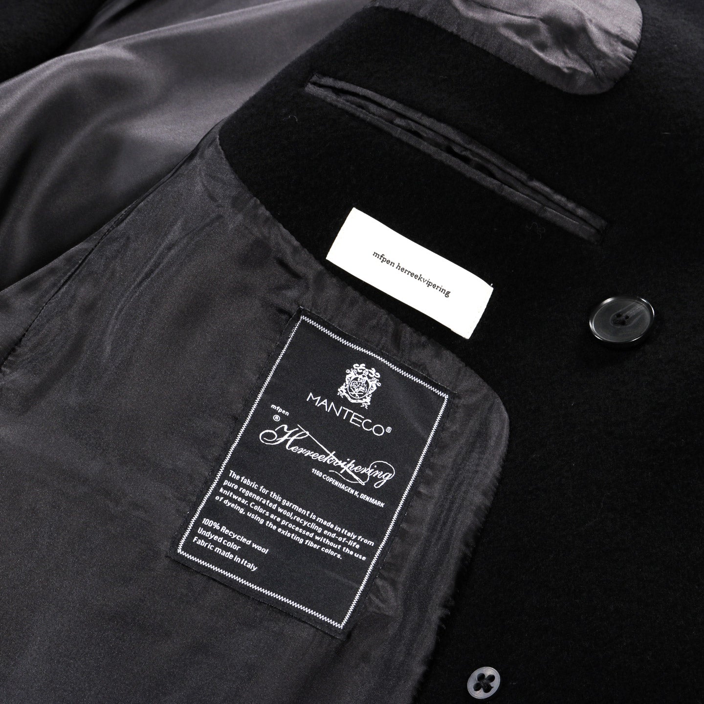 MFPEN CONFERENCE COAT BLACK RECYCLED WOOL