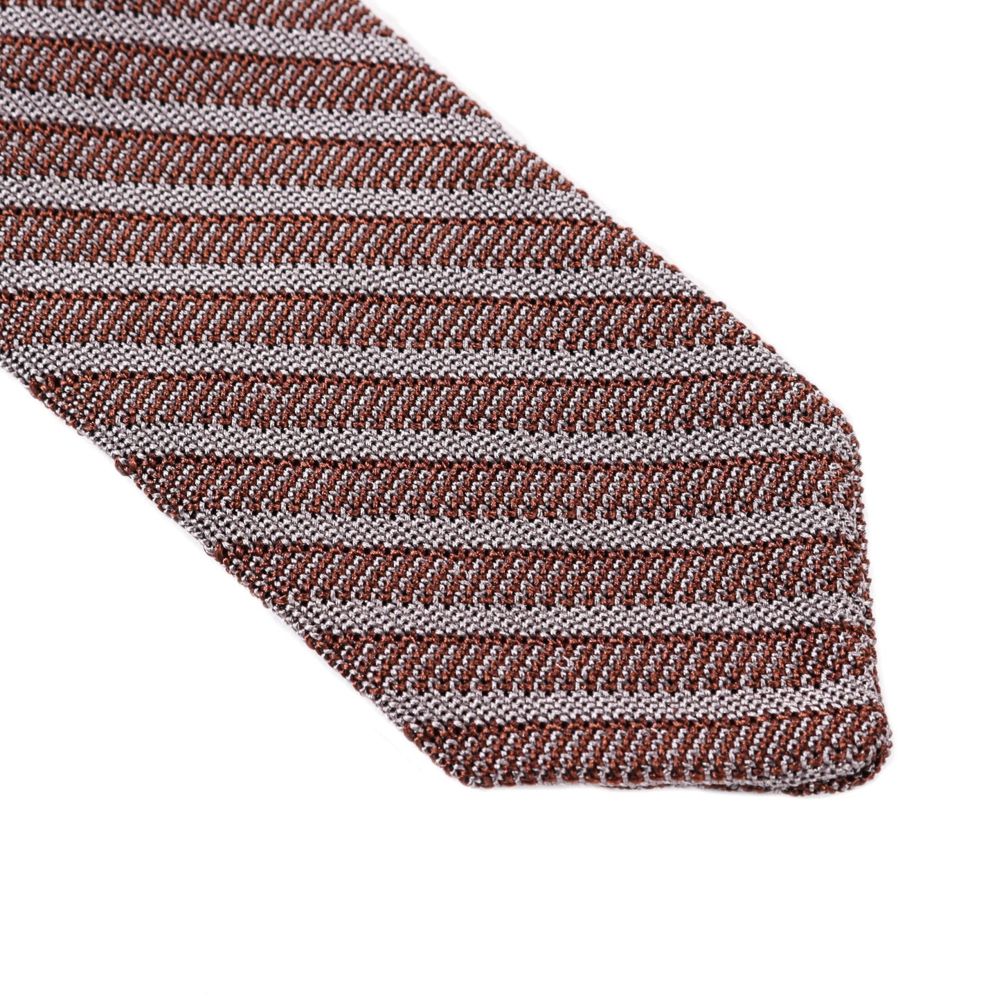 MFPEN FORMAL TIE BROWN GREY STRIPE SILK