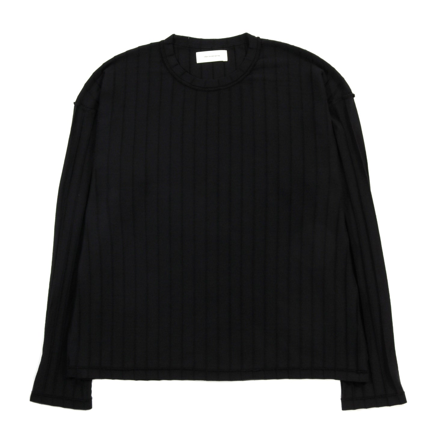 MFPEN ROUND NECK SWEATER BLACK INVERTED AJOUR STRIPE