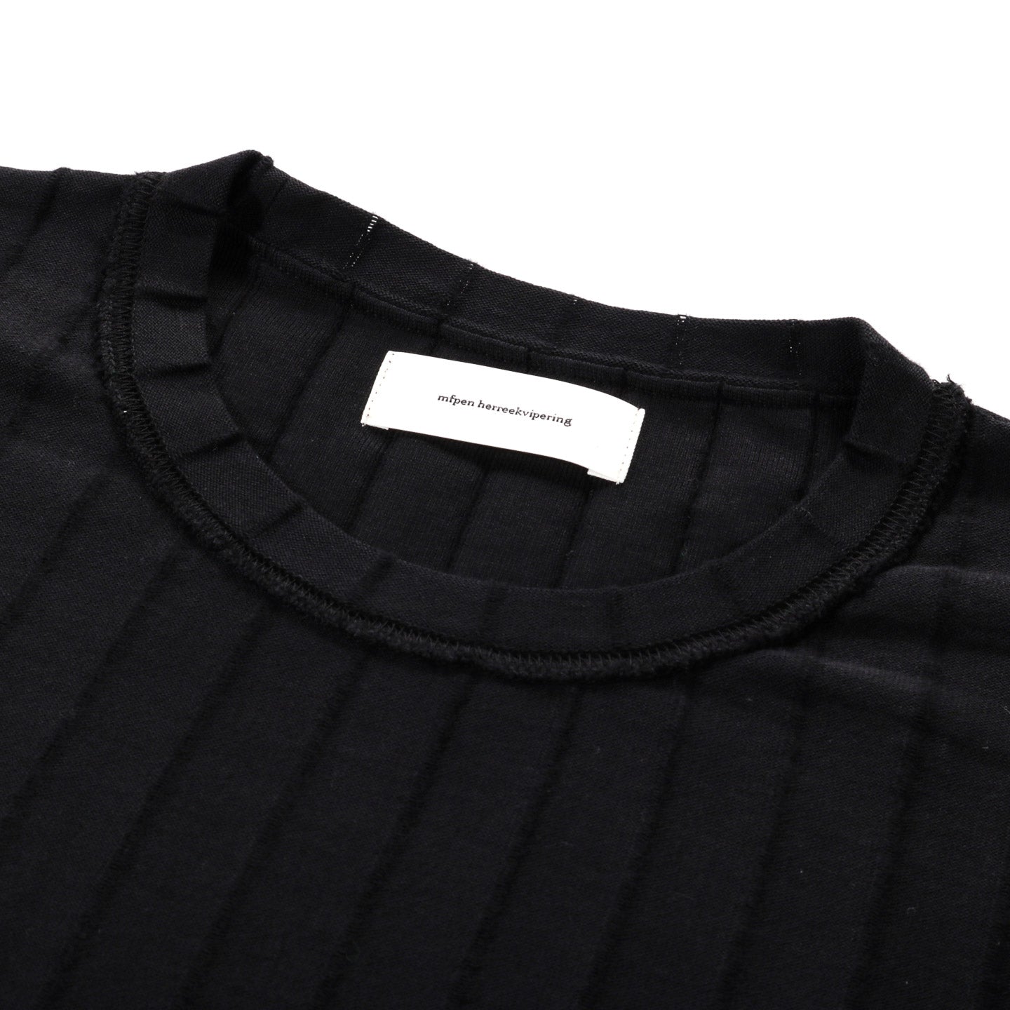 MFPEN ROUND NECK SWEATER BLACK INVERTED AJOUR STRIPE