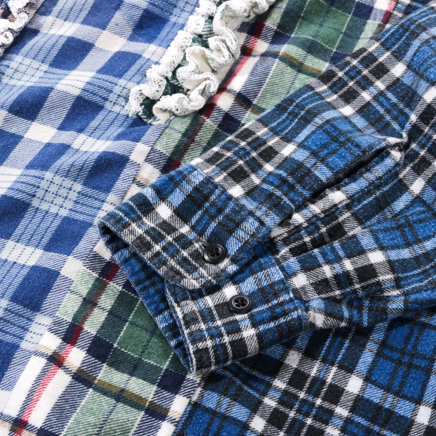 REBUILD BY NEEDLES FLANNEL SHIRT -> 5 CUTS FRILL - B