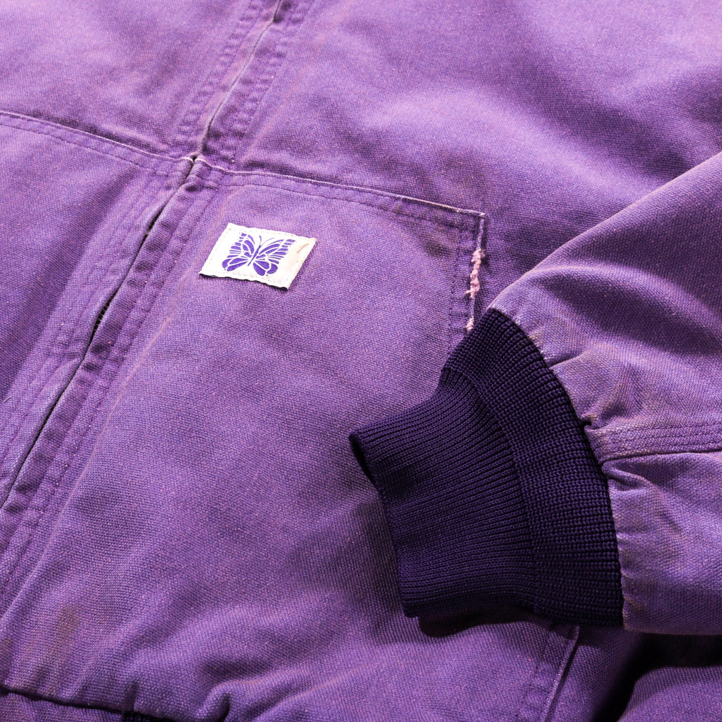 NEEDLES ZIP HOODED WORK JACKET PURPLE